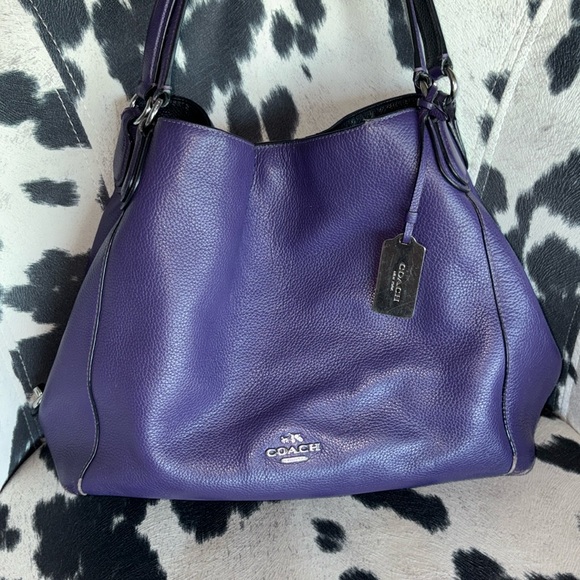 Coach Purple Leather Edie Bag - Picture 1 of 16